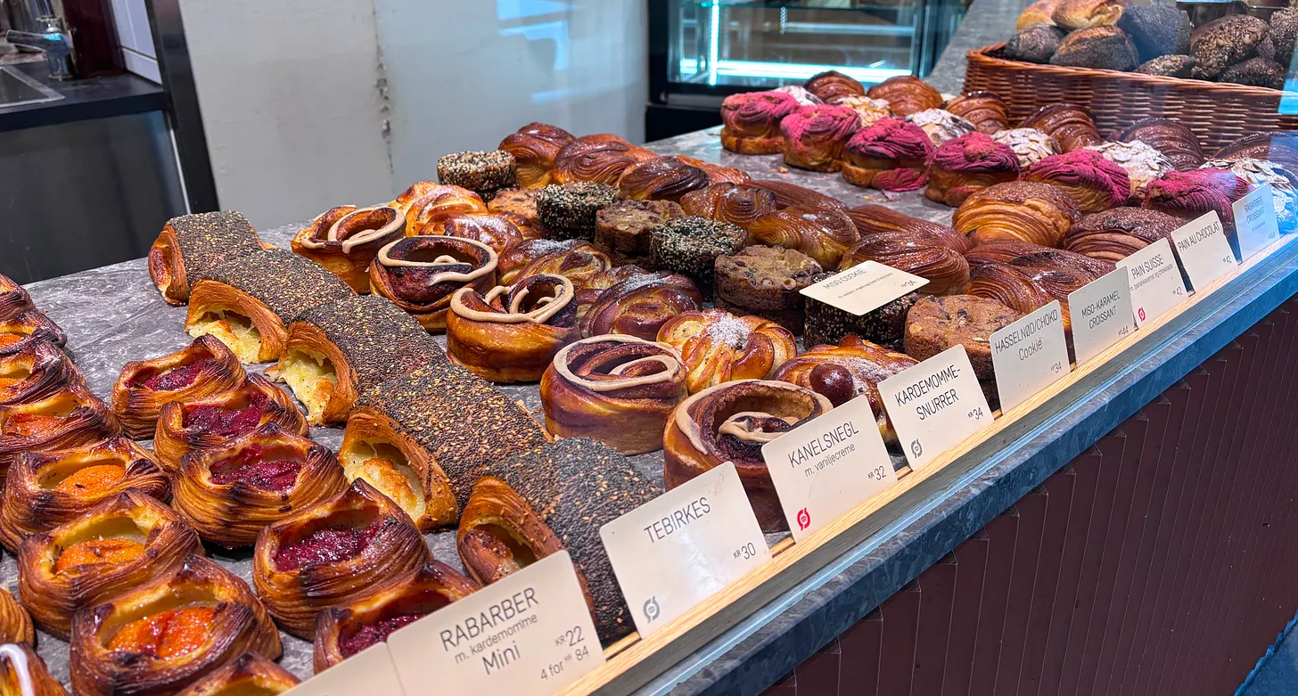 Pastry selection at Andersen Bakery